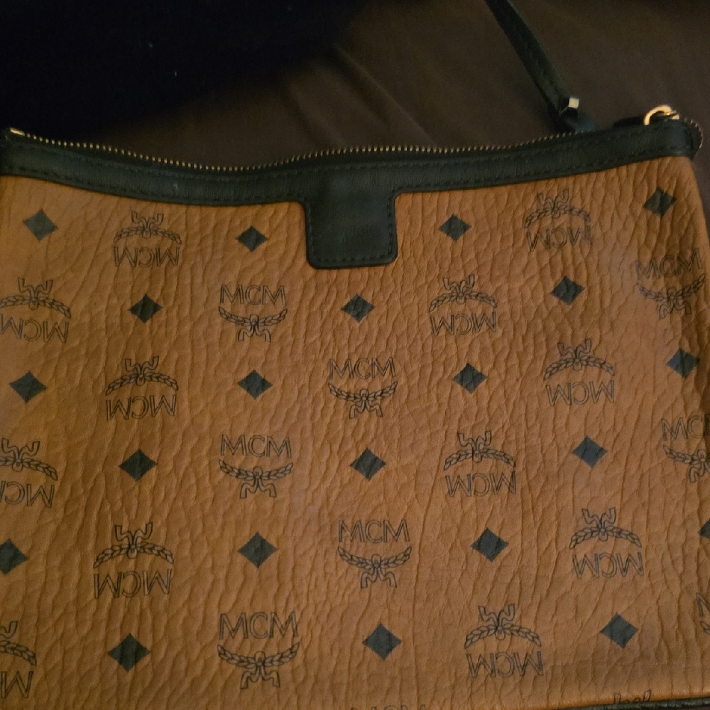 MCM Tan and Black Logo Crossbody